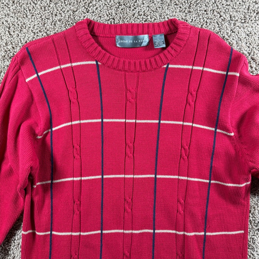 Oscar de la Renta Men's Red VTG Pullover Knit Crewneck Sweater
Large‎ old money